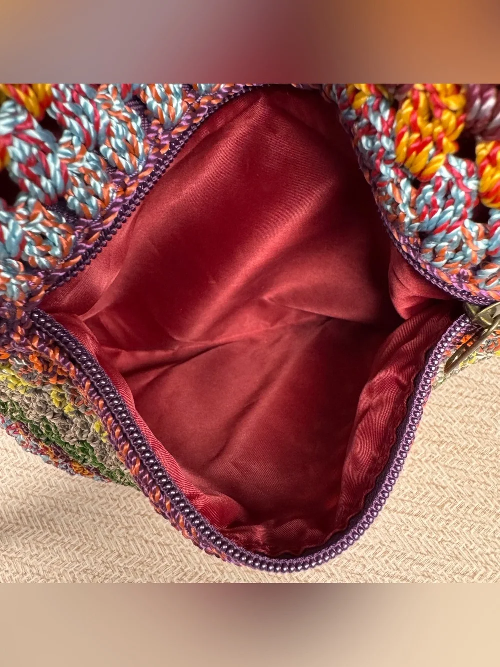 The Sak Originals Multicolor Knit Crochet Crossbody Hobo Bag Striped